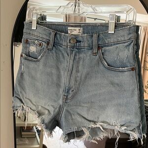 Abercrombie & Fitch Light Blue Distressed Jean Shorts